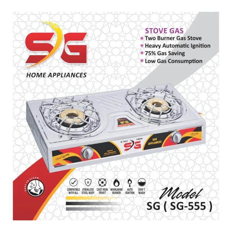 Wholesale SG Gas Stove Auto Ignition (M-555) | Double Burner at Cheap Rate Wholesale SG Gas Stove Auto Ignition (M-555) | Double Burner at Cheap Rate